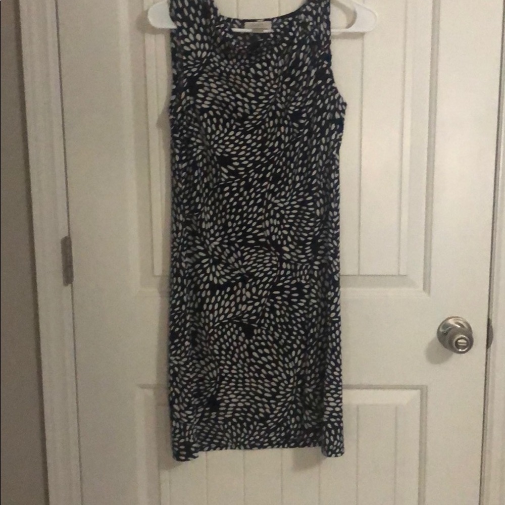 Loft Navy and cream dotted dress